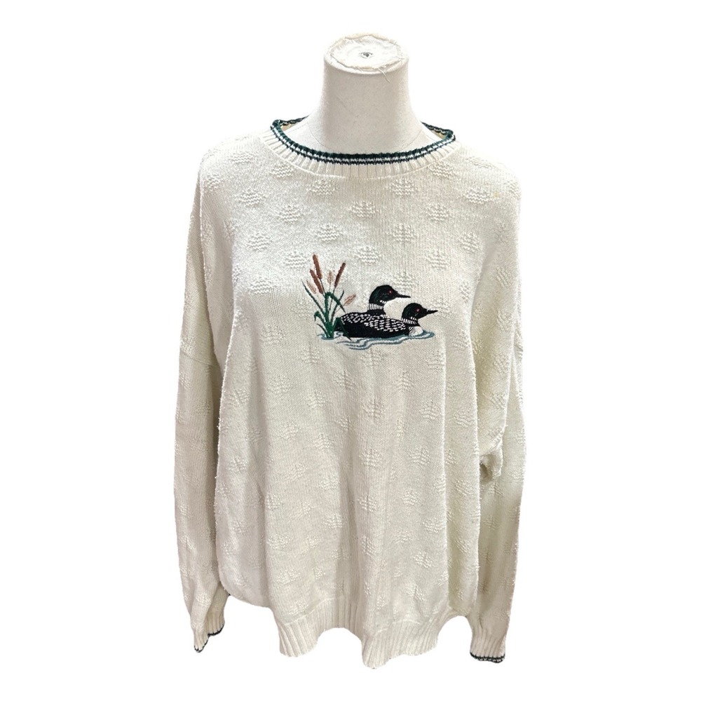 Winona Women's Sweater Ducks XL Vintage White Pullover